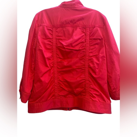 Laura Ashley Spring Jacket Sz M Slimming Ruching NWT Bright Coral/Red Color - Picture 3 of 15